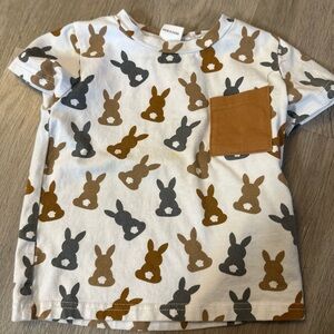 SHEIN Bunny Print T-Shirt - White, Gray, Brown